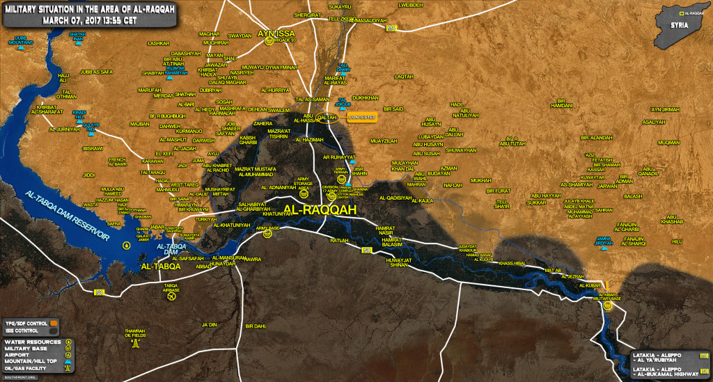 Military Situation In Area Of Al-Raqqah On March 7, 2017 (Map Update)