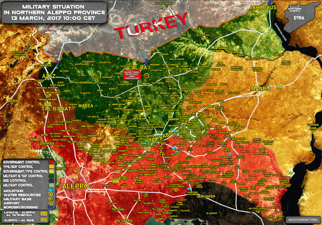 Military Situation In Northern Part Of Aleppo Province On March 13, 2017 (Map Update)