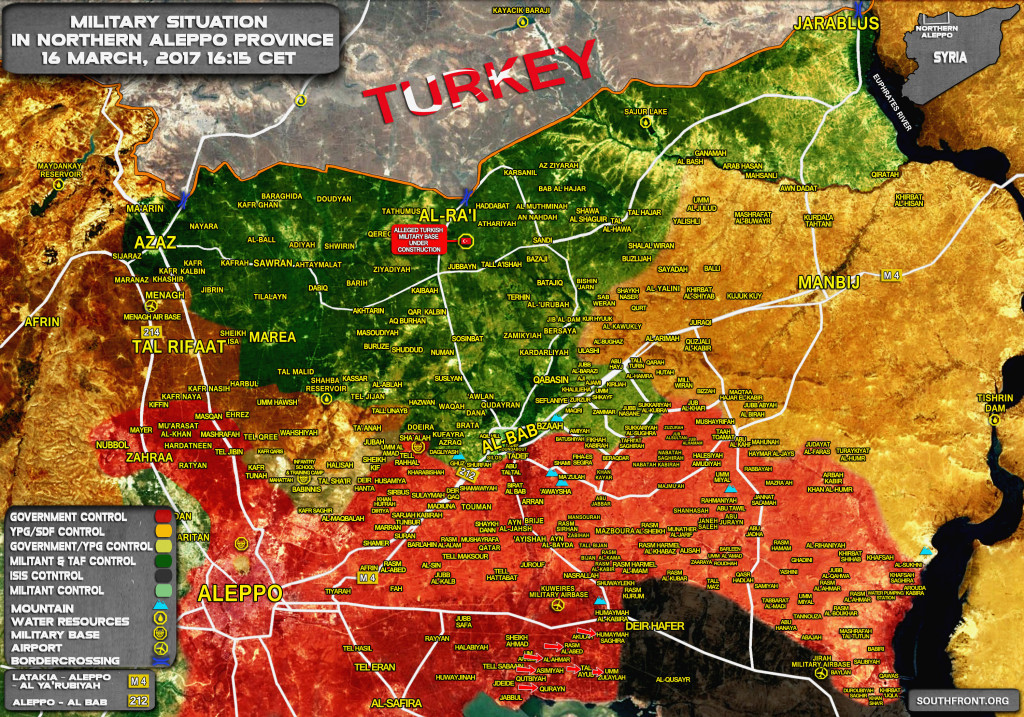 Military Situation In Northern Part Of Aleppo Province On March 16, 2017 (Map Update)