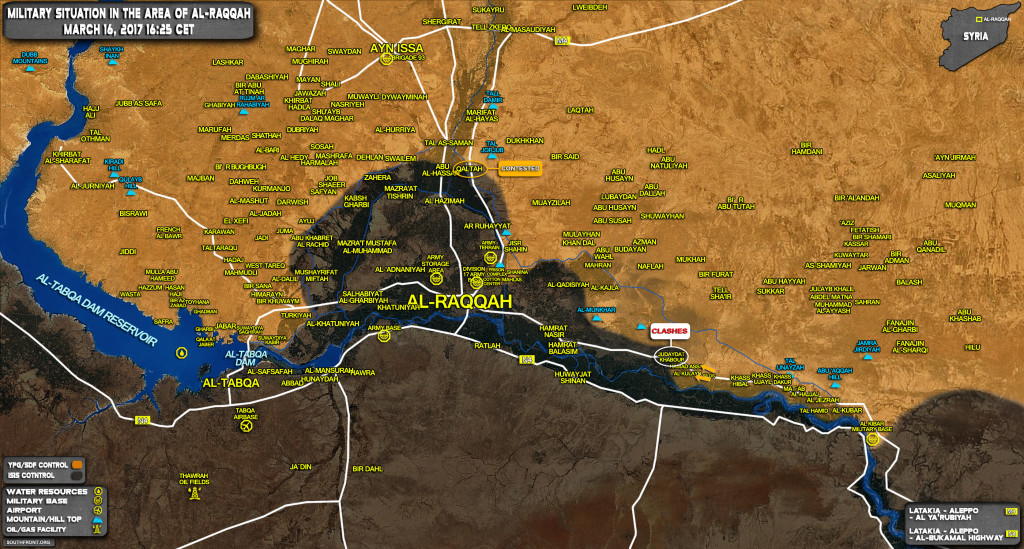 Military Situation In Area Of Raqqah On March 16, 2017 (Map Update)