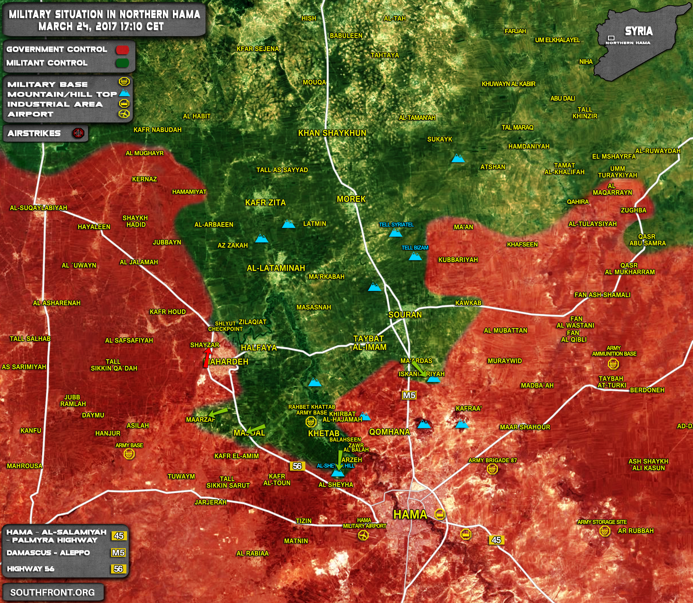 Military Situation In Northern Hama On March 24, 2017 (Map Update)