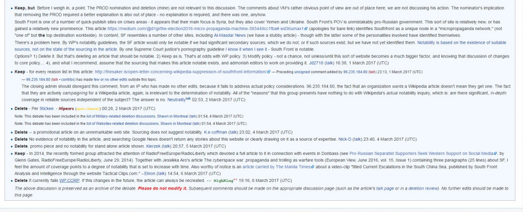 Wikipedia Entry On SouthFront Was Deleted