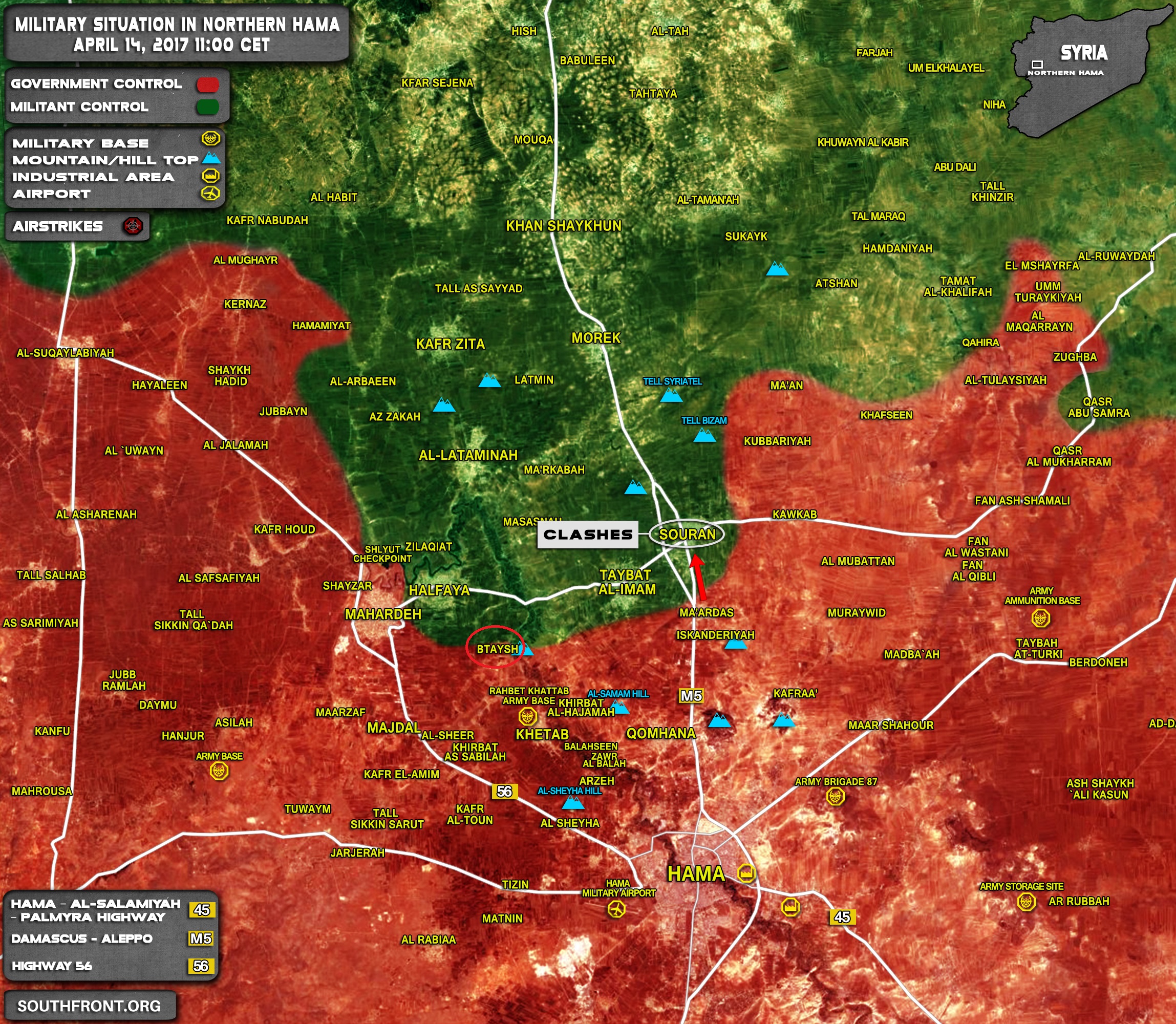 Heavy Clashes In Btaysh Village In Northern Homs (Map)