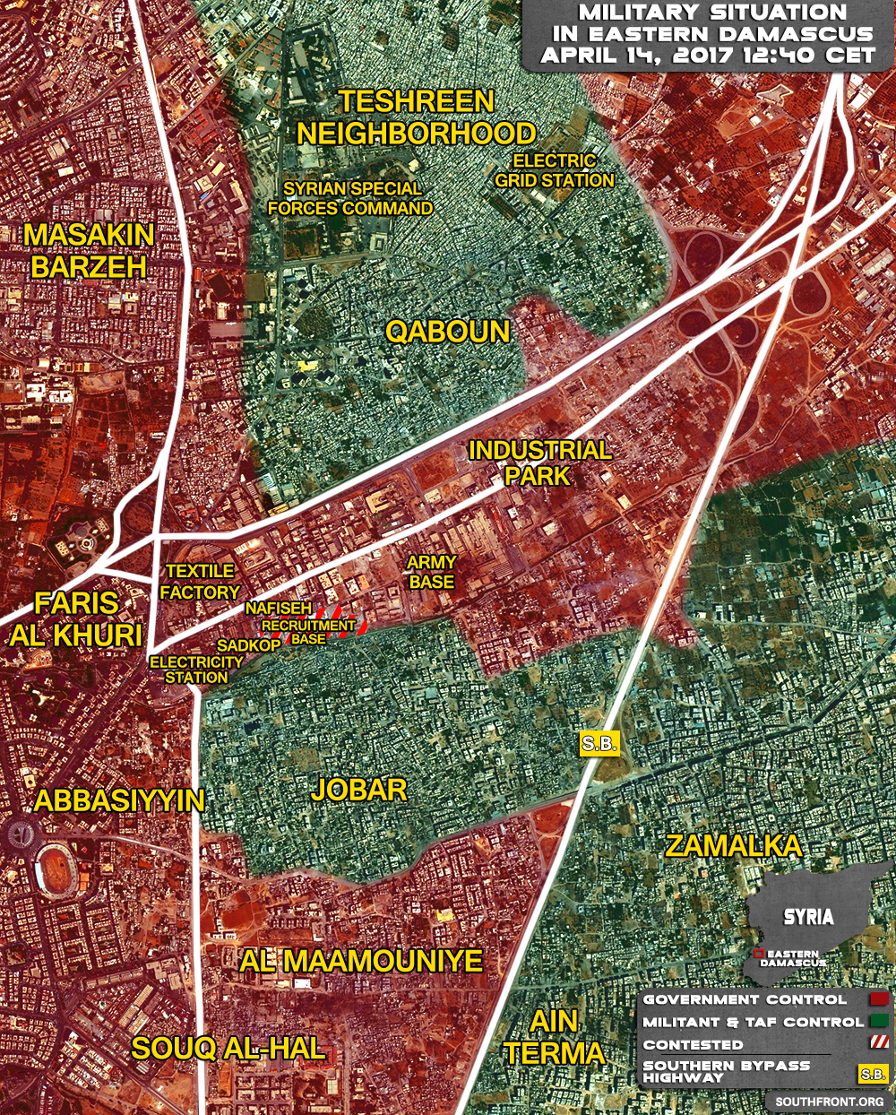 Military Situation In Jobar Area In Eastern Damascus On April 14, 2017 (Map Update)