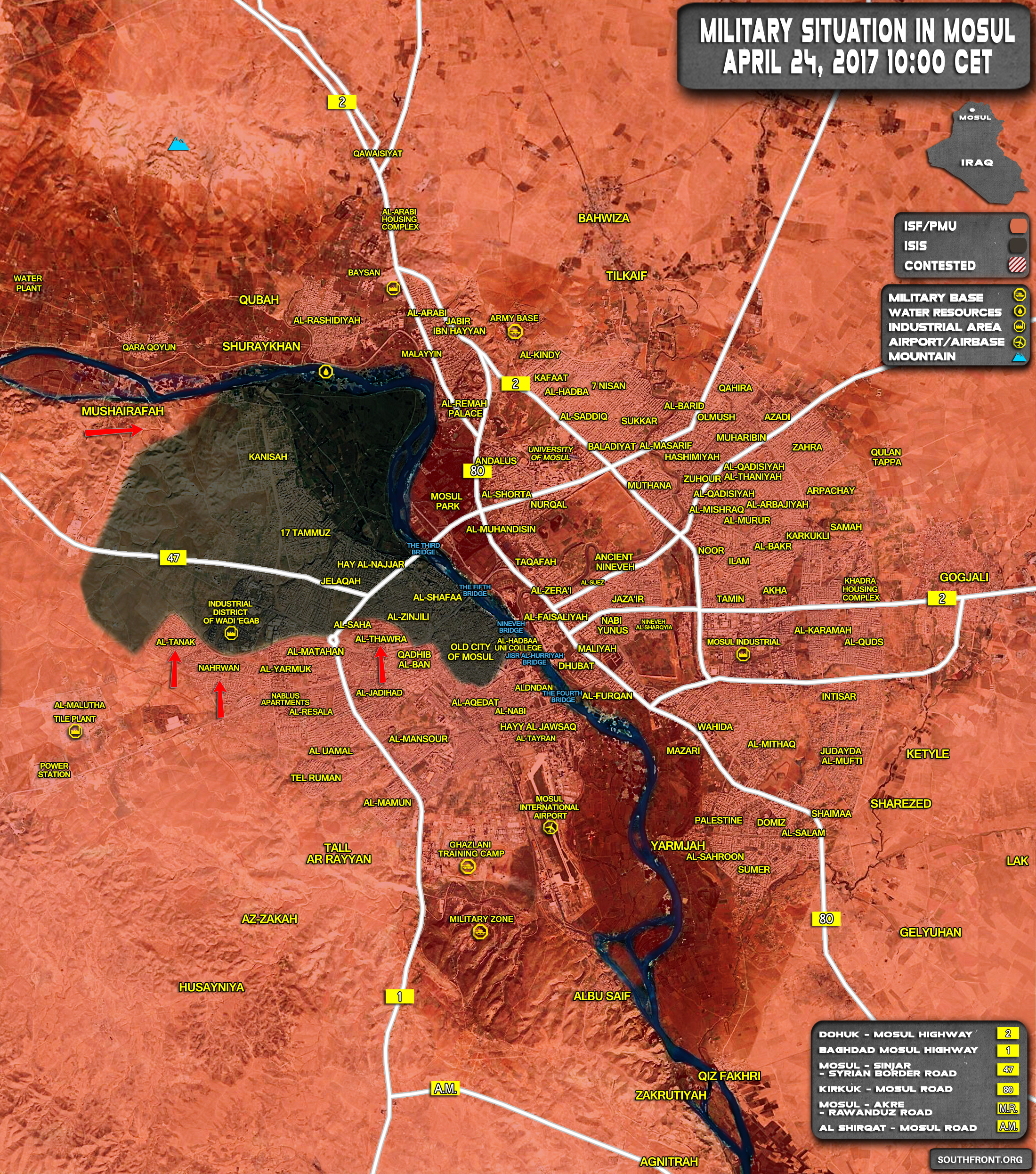 Military Situation In Iraqi City Of Mosul On April 24, 2017 (Map Update)