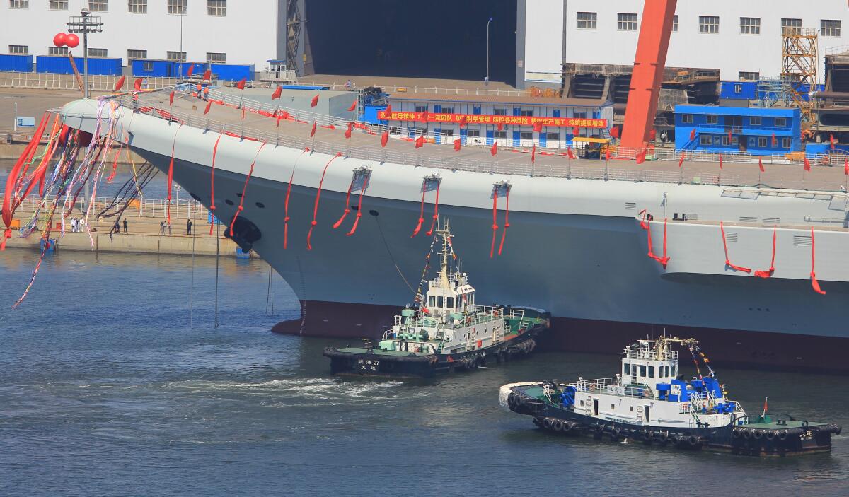 China Launched Its Newly Built Aircraft-Carrier (Photos, Videos)