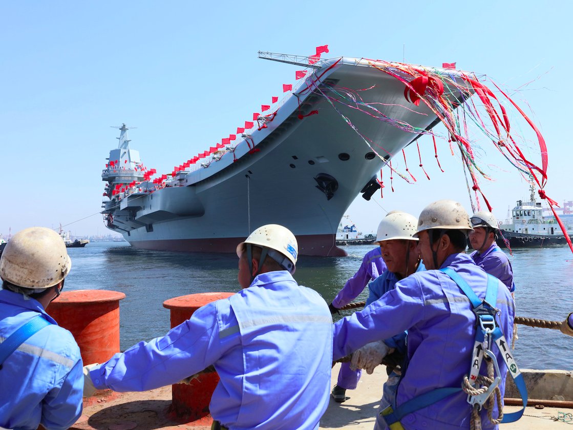 China Launched Its Newly Built Aircraft-Carrier (Photos, Videos)