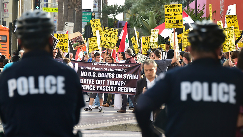 Rallies against Missile Strike in Syria Held in US (Photos, Videos)