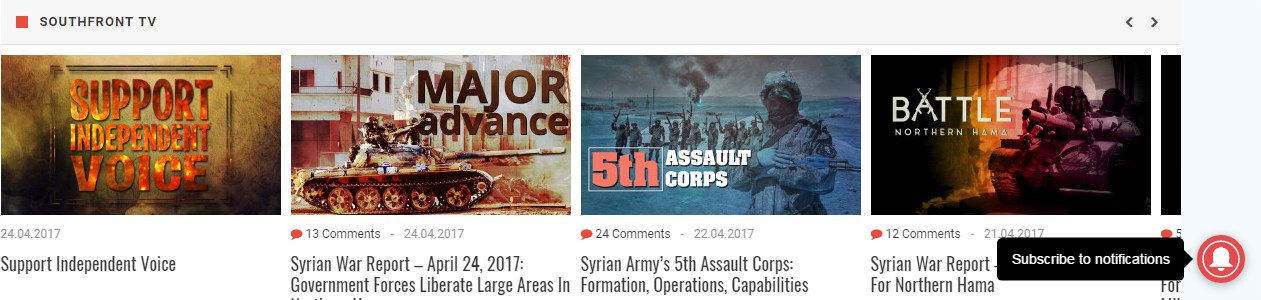 Southfront.org Added Browser Notifications Option