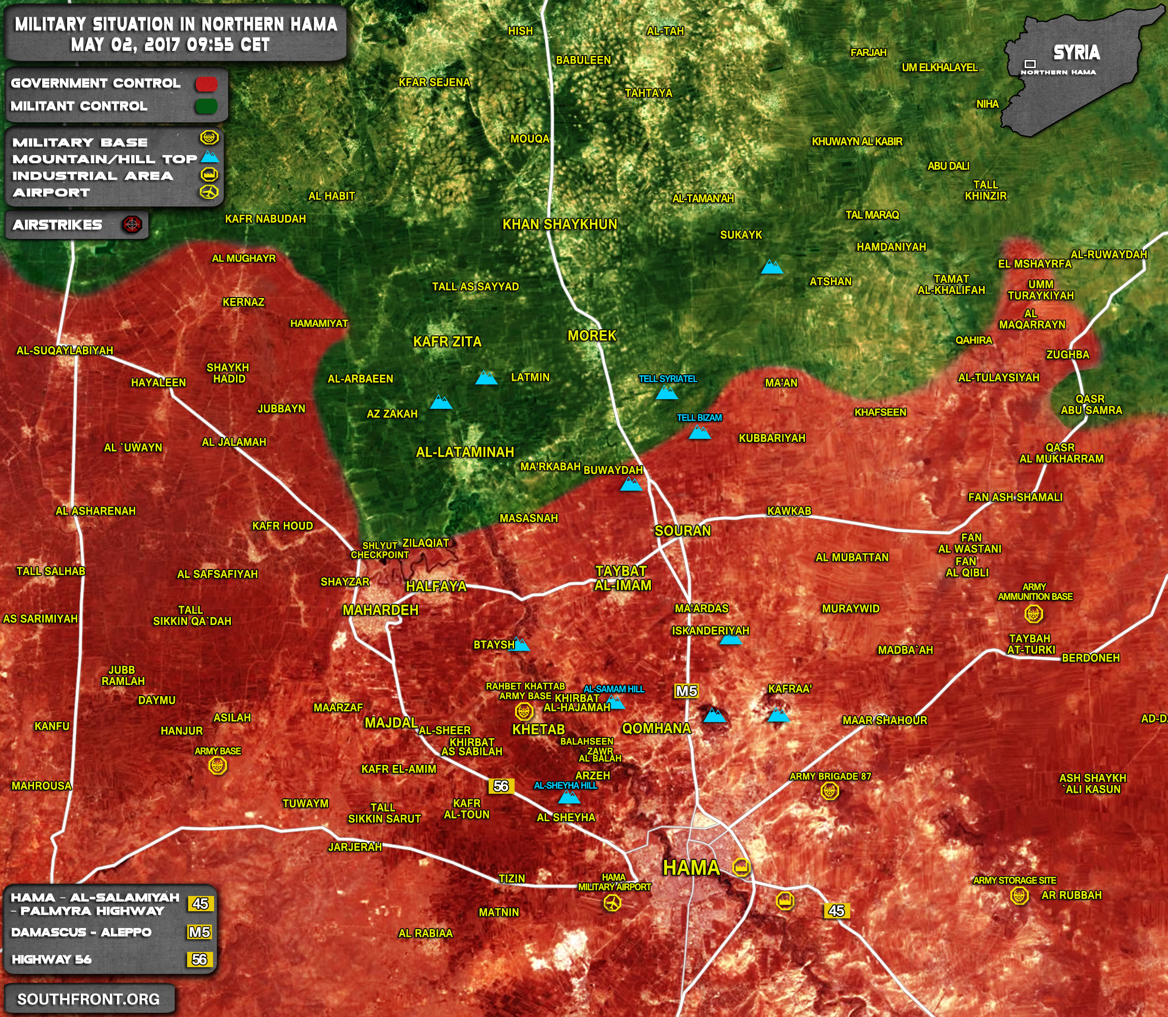 Military Situation In Northern Hama On May 2, 2017 (Map Update)