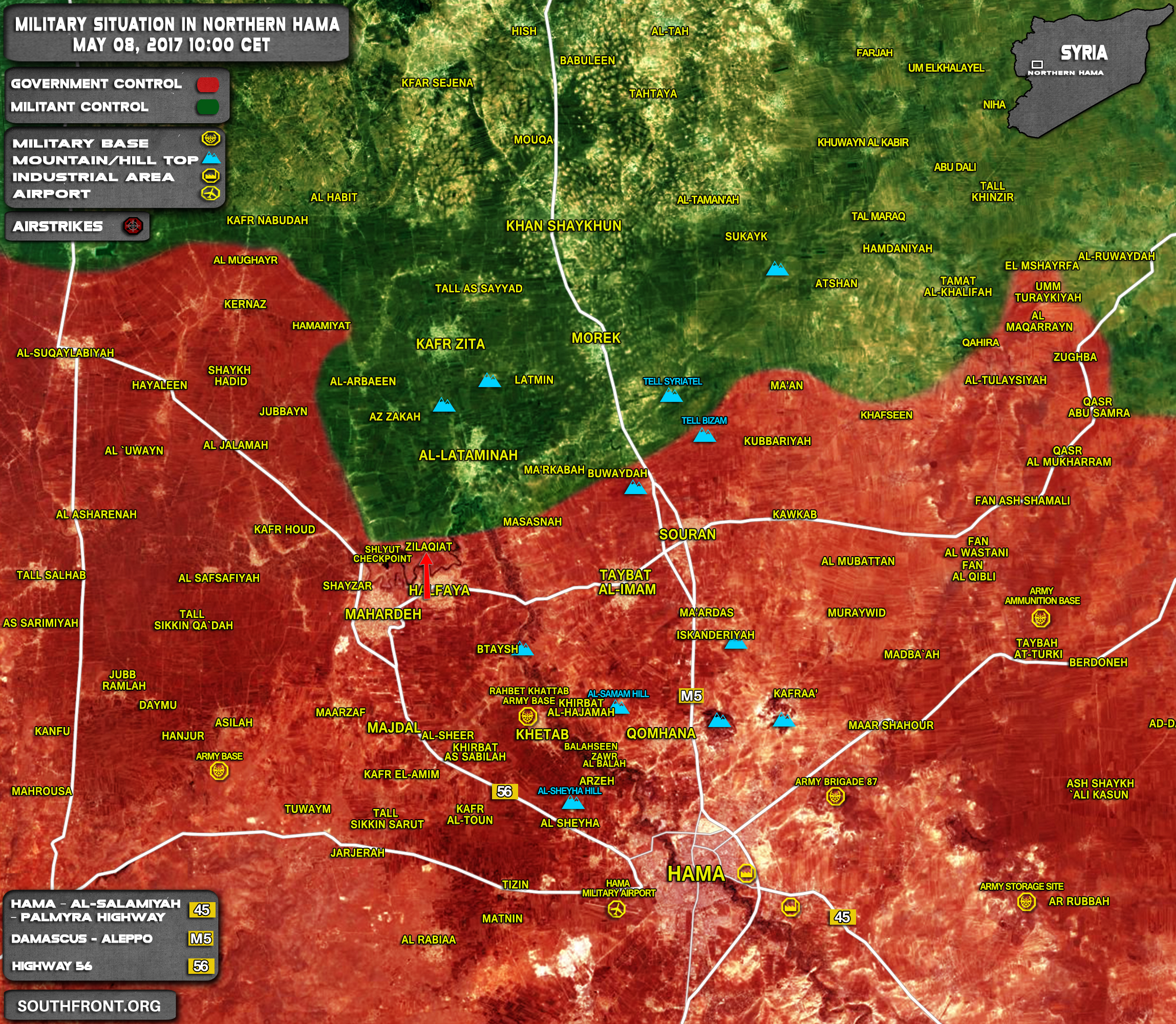 Military Situation In Northern Hama On May 8, 2017 (Map Update)