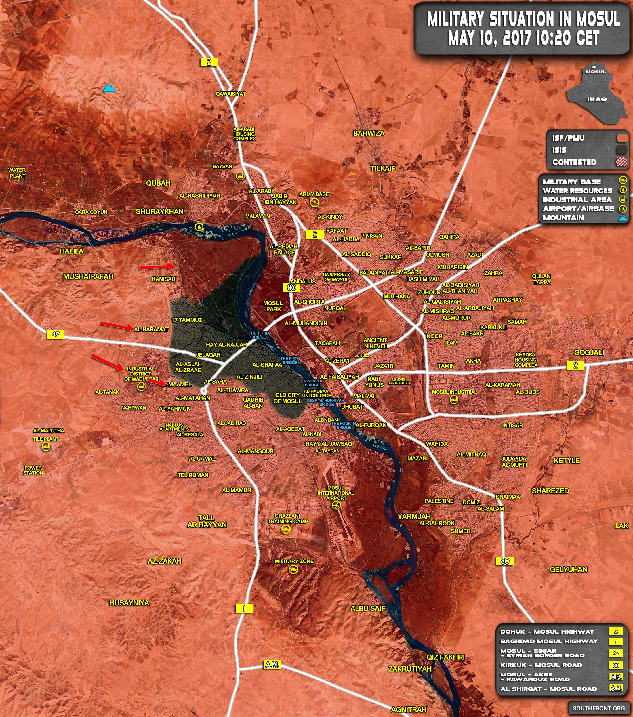 Military Situation In Iraqi City Of Mosul On May 10, 2017 (Map Update)