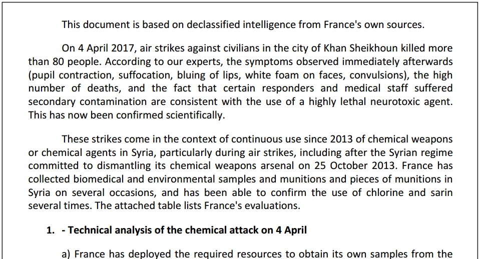 Flawed Chemical Analysis in the French Intelligence Report Alleging a Syrian Government Sarin Nerve Agent Attack in Khan Sheikhoun