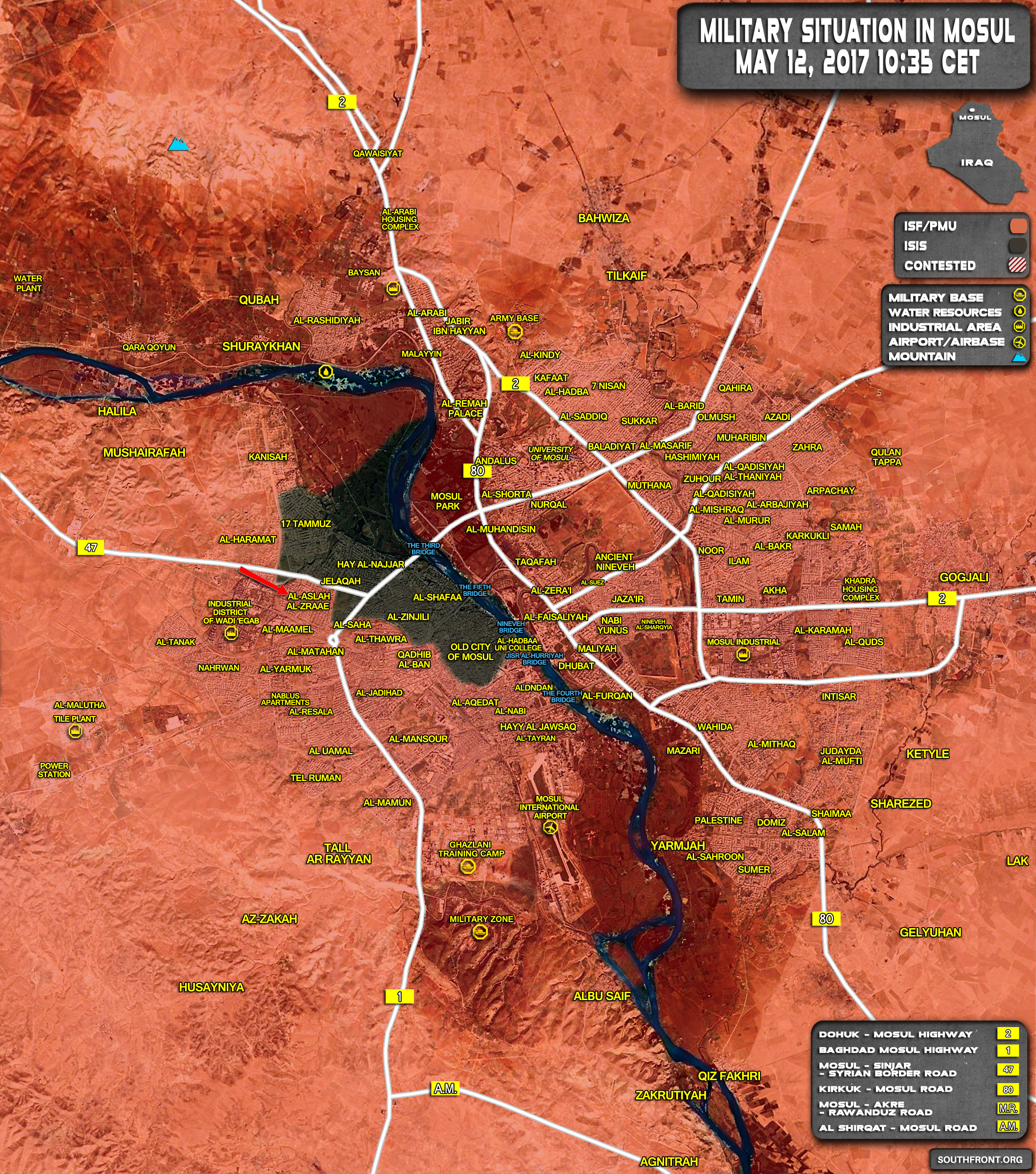 Military Situation In Iraqi City Of Mosul On May 12, 2017 (Map Update)