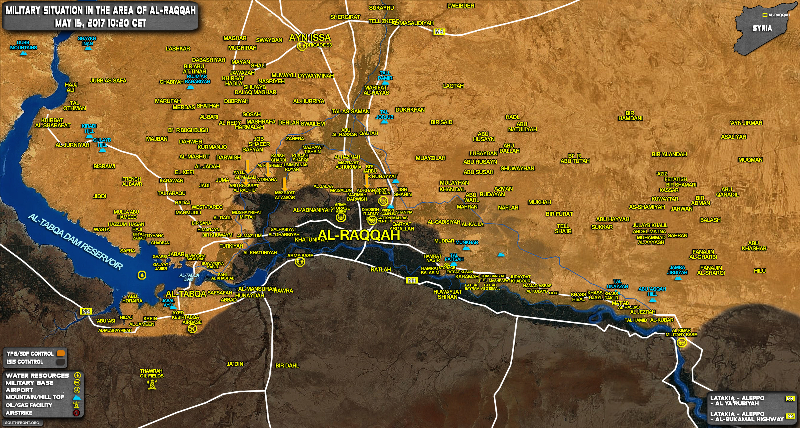 Military Situation In Raqqah Countryside On May 15, 2017 (Map Update)