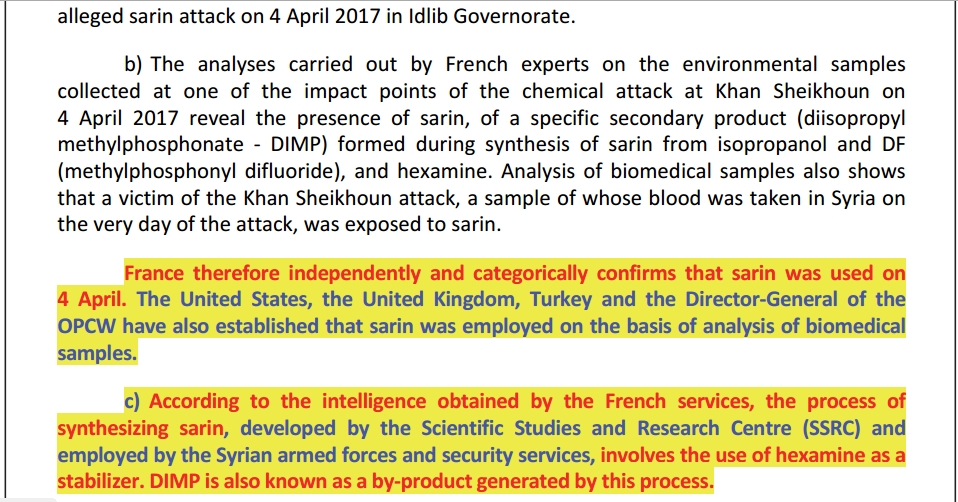 Flawed Chemical Analysis in the French Intelligence Report Alleging a Syrian Government Sarin Nerve Agent Attack in Khan Sheikhoun