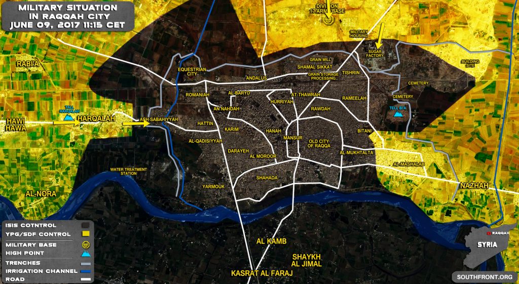 Military Situation In Syrian City Of Raqqah On June 9, 2017 (Map Update)