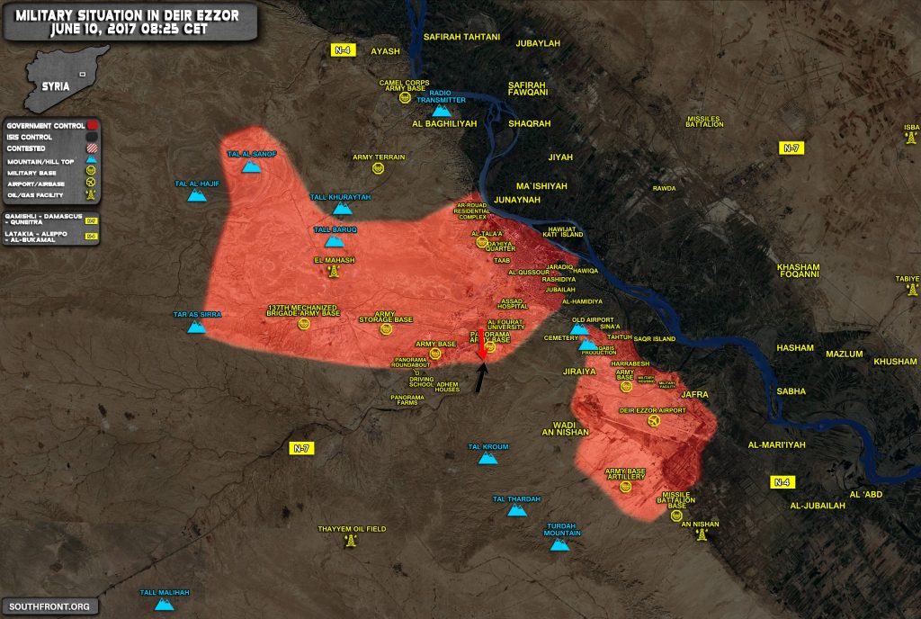 Military Situation In Syrian City Of Deir Ezzor On June 10, 2017 (Map)