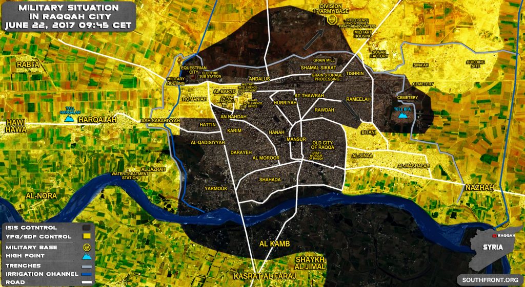 Military Situation In Syrian City Of Raqqah On June 22, 2017 (Map Update)