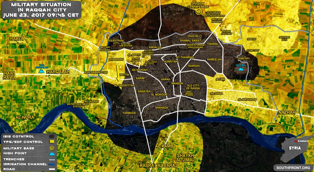 Military Situation In Syrian City Of Raqqah On June 23, 2017 (Map Update)