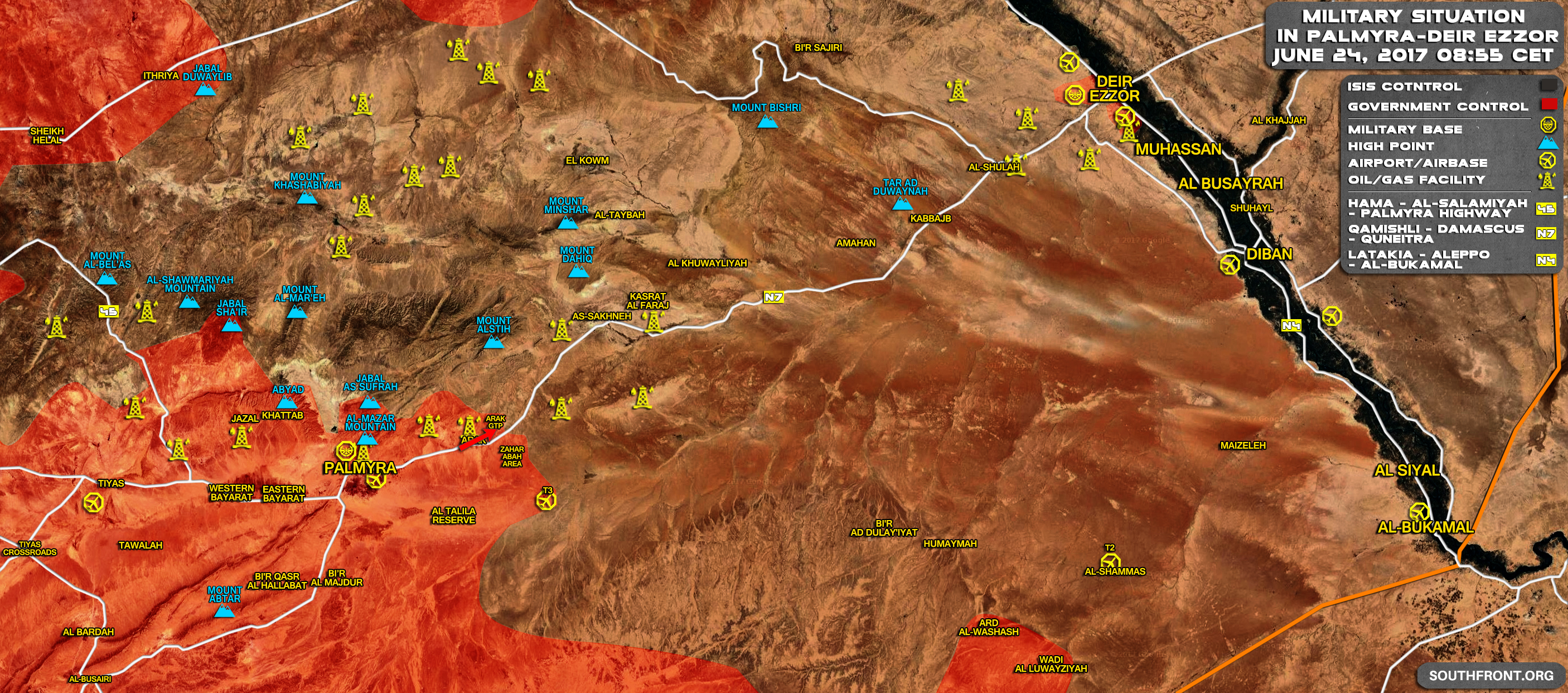 Map Update: Syrian Government Forces Advancing Along Palmyra-Deir Ezzor Road