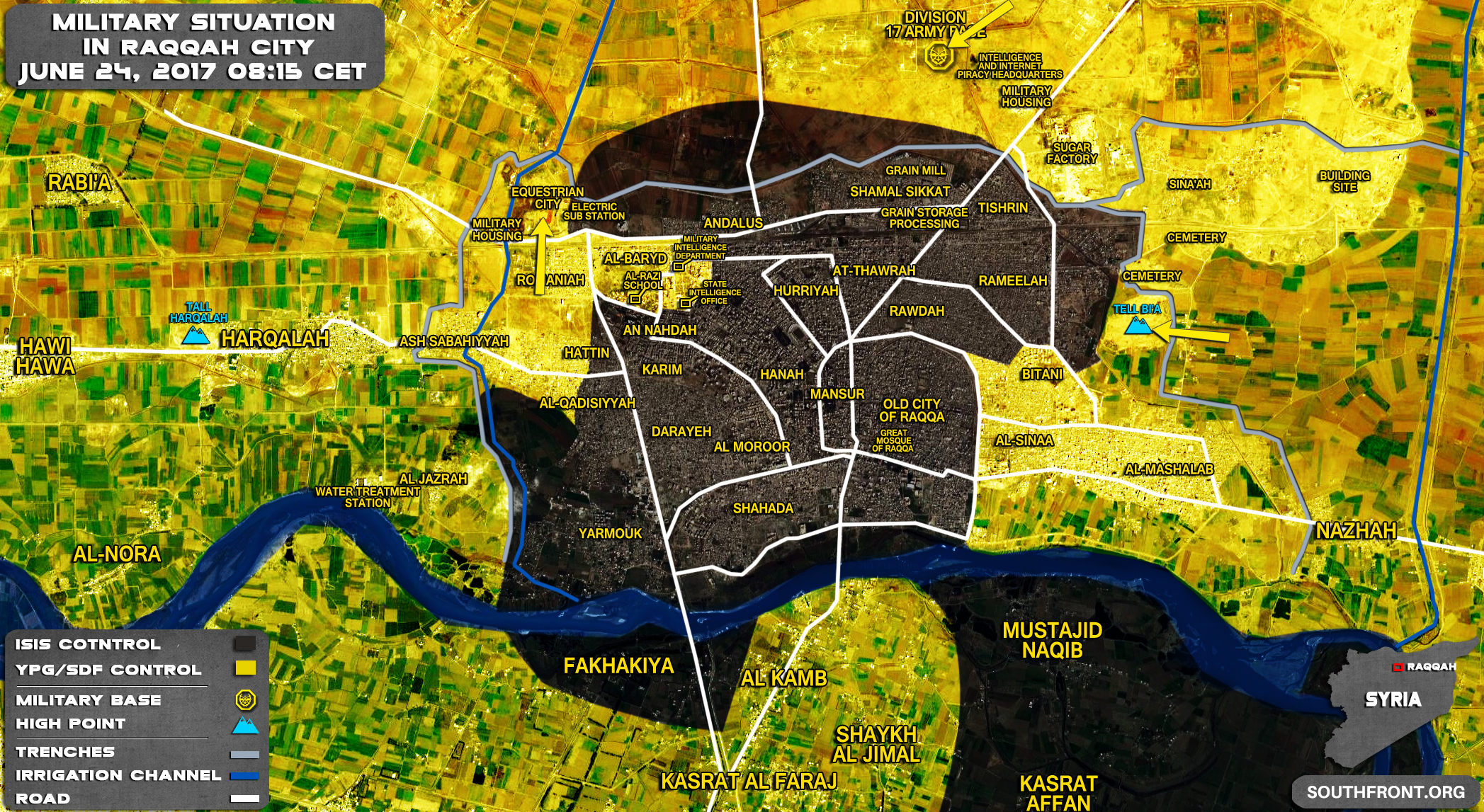 Military Situation In Syrian City Of Raqqah On June 24, 2017 (Map Update)