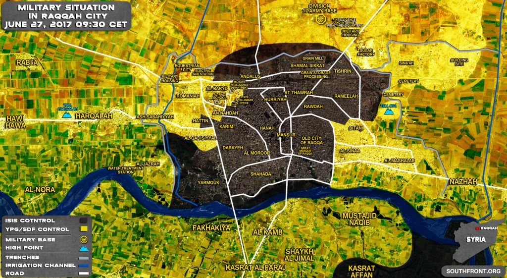 Military Situation In Syrian City Of Raqqah On June 27, 2017 (Map Update)