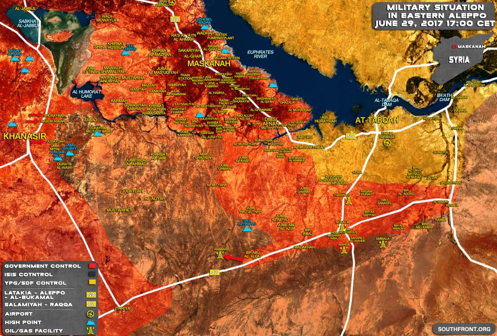 Military Situation In Eastern Aleppo And Western Raqqah On June 29, 2017 (Map Update)