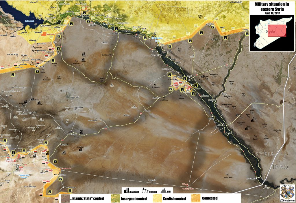 Military Situation In Southeastern Syria On June 18, 2017 (Map)