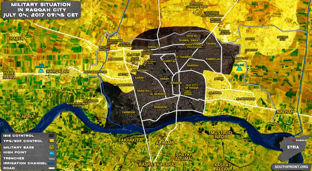 Military Situation In Syrian City Of Raqqah On July 4, 2017 (Map Update)