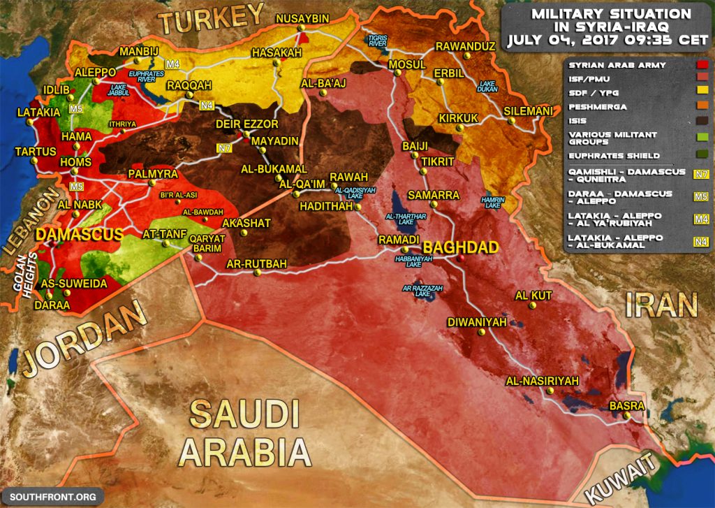 Military Situation In Syria And Iraq On July 4, 2017 (Map Update)