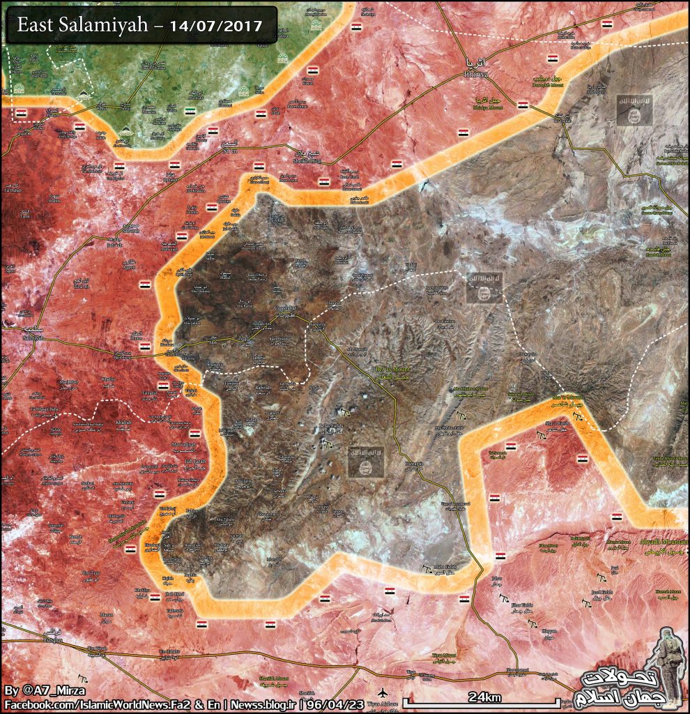 Military Situation In Area East Of Salamiyah On July 14, 2017 (Map Update)