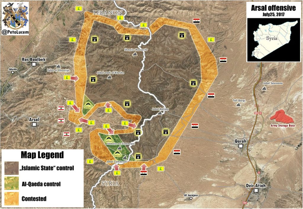 Interim Result Of Hezbollah Military Operation In Arsal Area (Map Update)