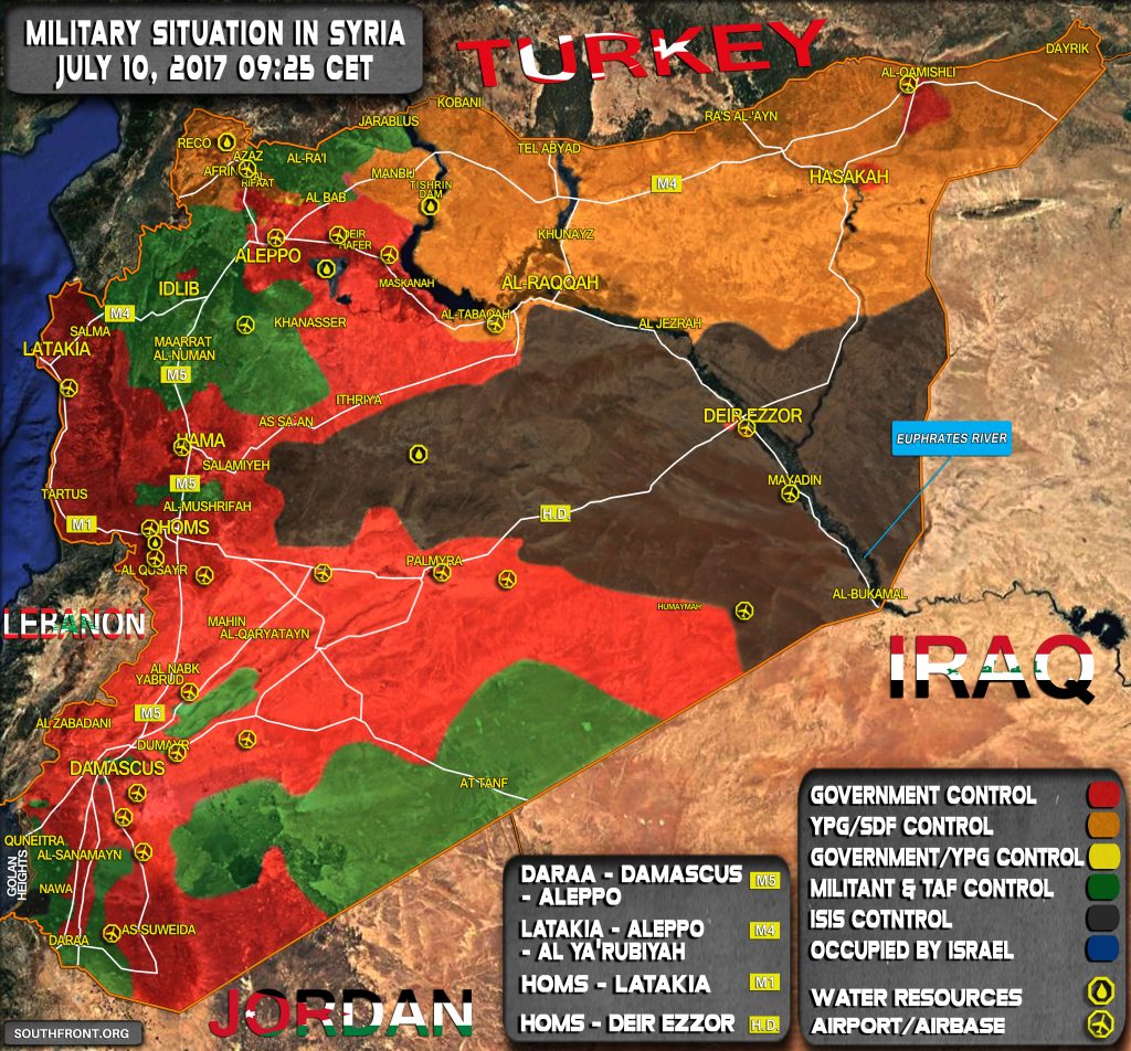 Military Situation In Syria On July 10, 2017 (Map Update)