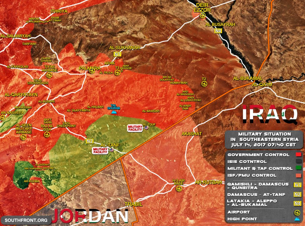 Military Situation In Southeastern Syria On July 14, 2017 (Map Update)