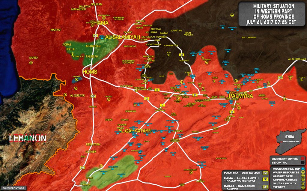 Military Situation In Palmyra Countryside On July 21, 2017 (Map Update)