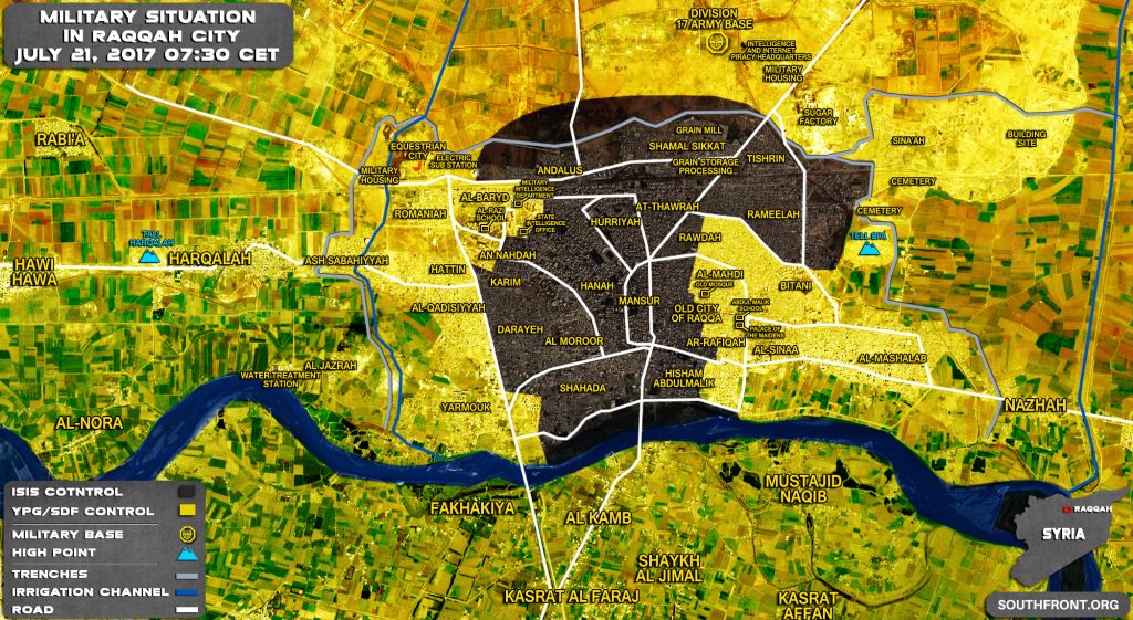 Military Situation In Syrian City Of Raqqah On July 21, 2017 (Map Update)