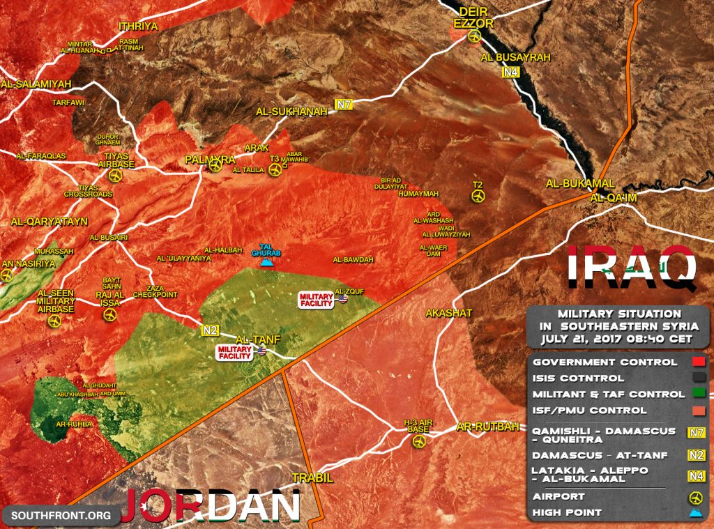 Military Situation In Southeastern Syria On July 21, 2017 (Map Update)