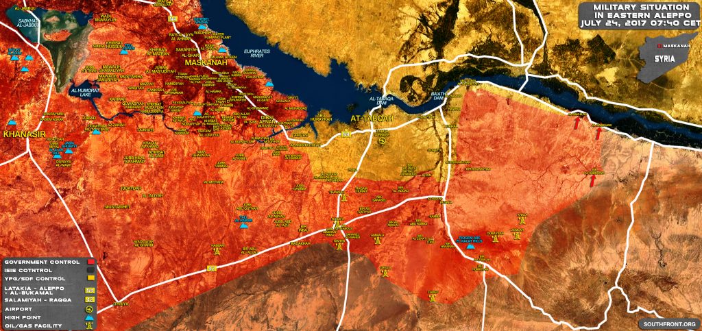 Military Situation In Eastern Aleppo And Southern Raqqah After Recent Advances Made By Government Forces (Map)