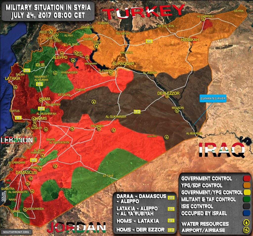 Military Situation In Syria On July 24, 2017 (Map Update)