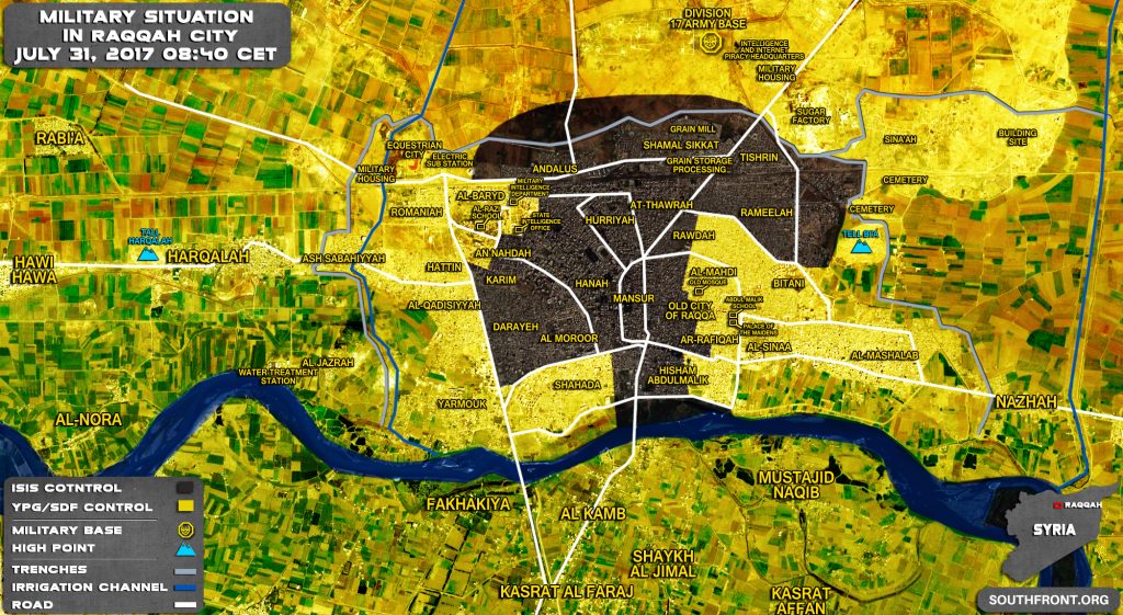 Military Situation In Raqqah City On July 31, 2017 (Map Update)