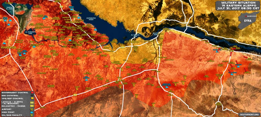 Military Situation In Southern Raqqah And Eastern Aleppo On July 31, 2017 (Map Update)