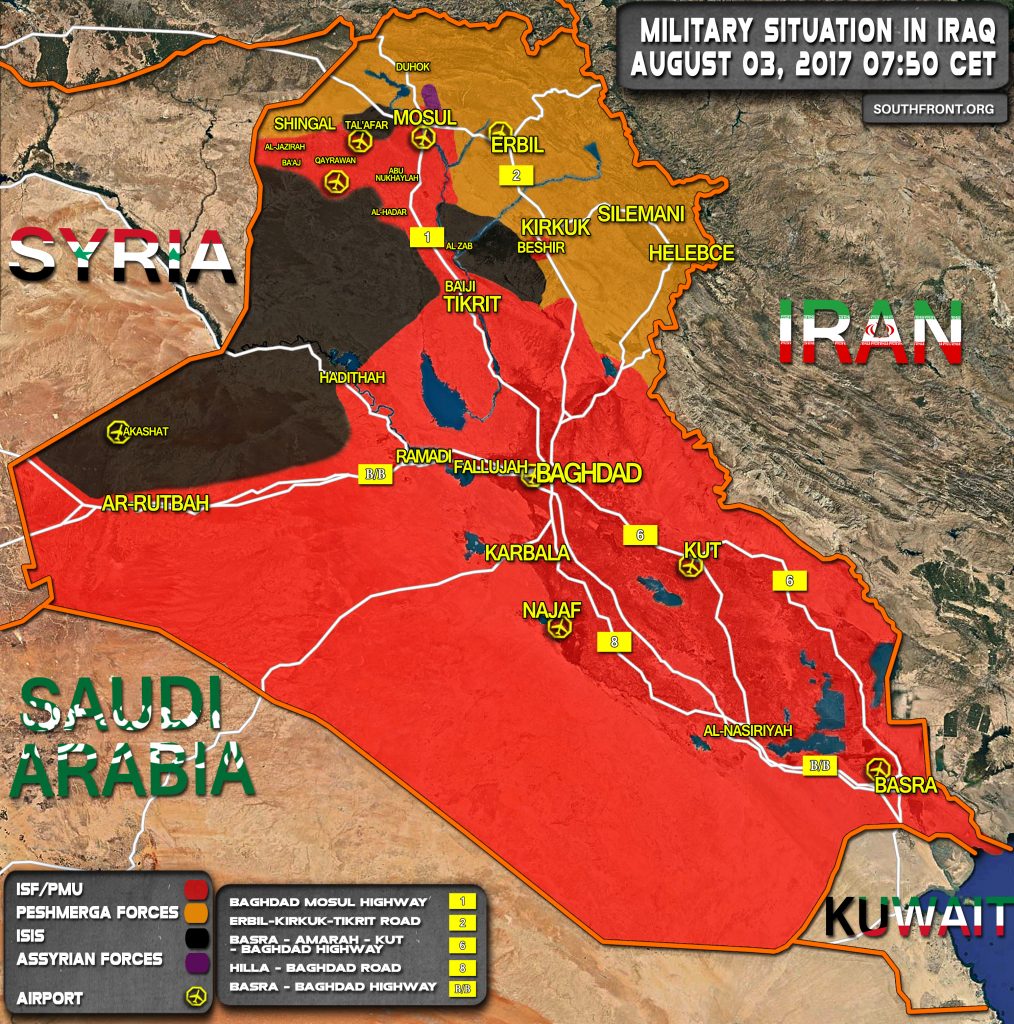 Military Situation In Iraq On August 3, 2017 (Map Update)