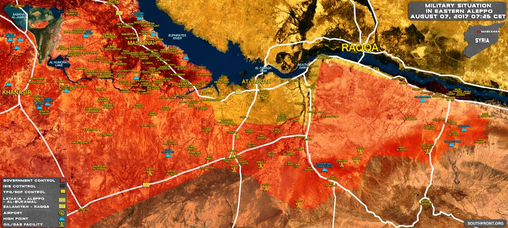 Military Situation In Eastern Aleppo And Southern Raqqah On August 7, 2017 (Map Update)