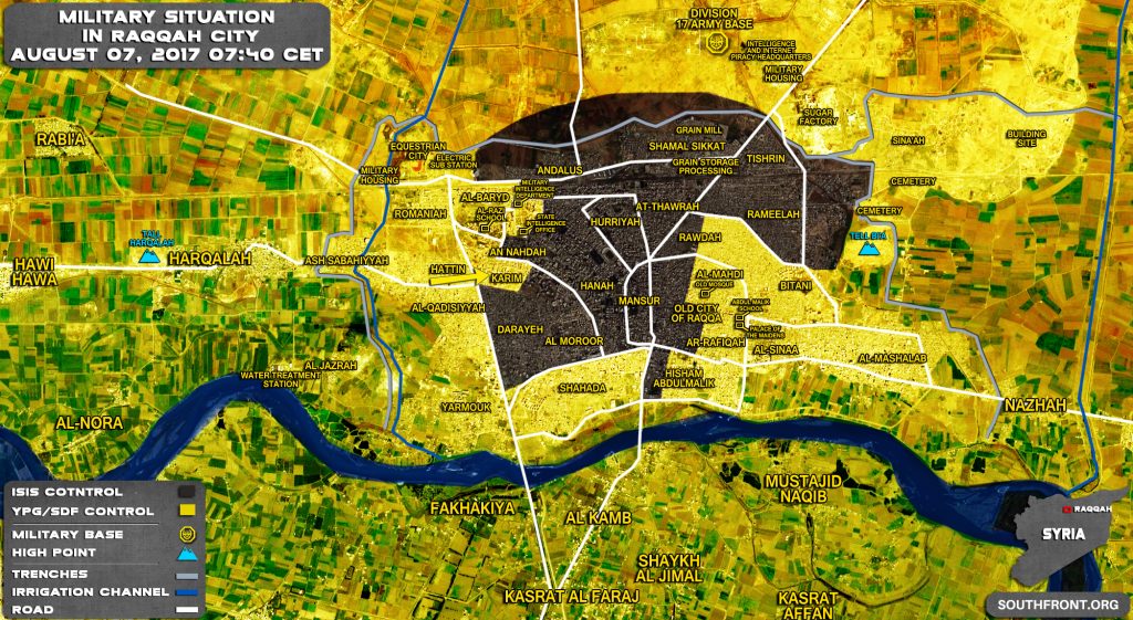 Military Situation In Syrian City Of Raqqah On August 7, 2017 (Map Update)