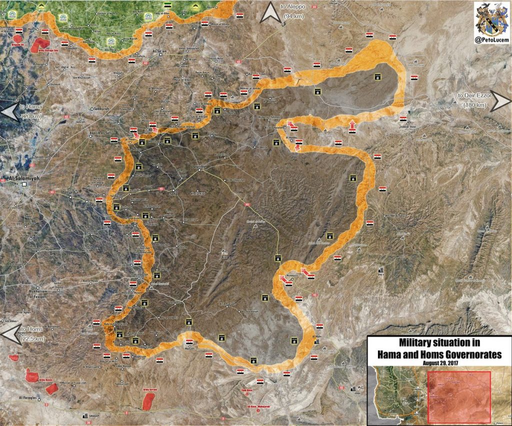 Military Situation In Area East Of Salamiyah On August 29, 2017 (Map Update)