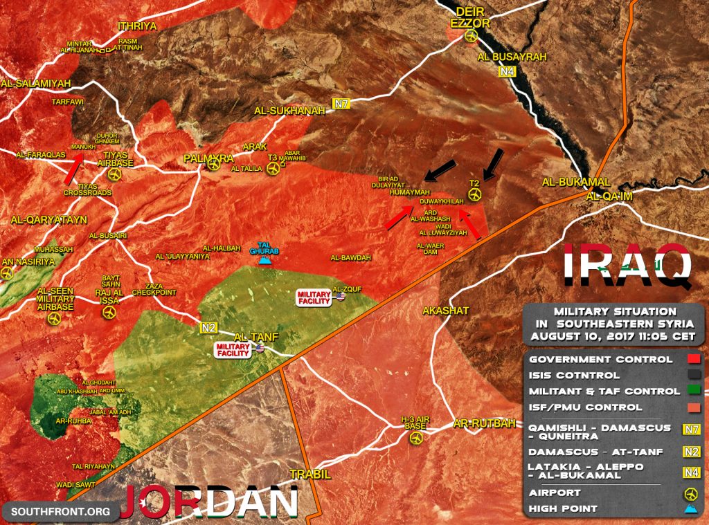 Military Situation In Southeastern Syria On August 10, 2017 (Map Update)