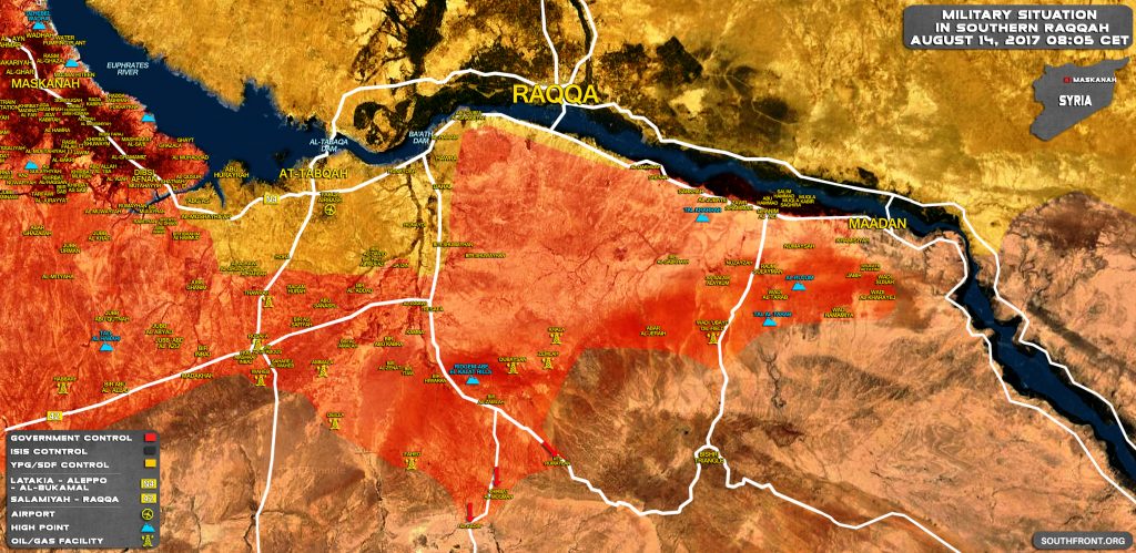 Military Situation In Southern Raqqah On August 14, 2017 (Map Update)