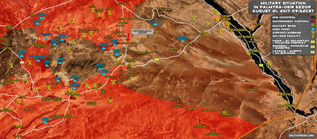 Military Situation In Central Syria On August 21, 2017 (Map Update)