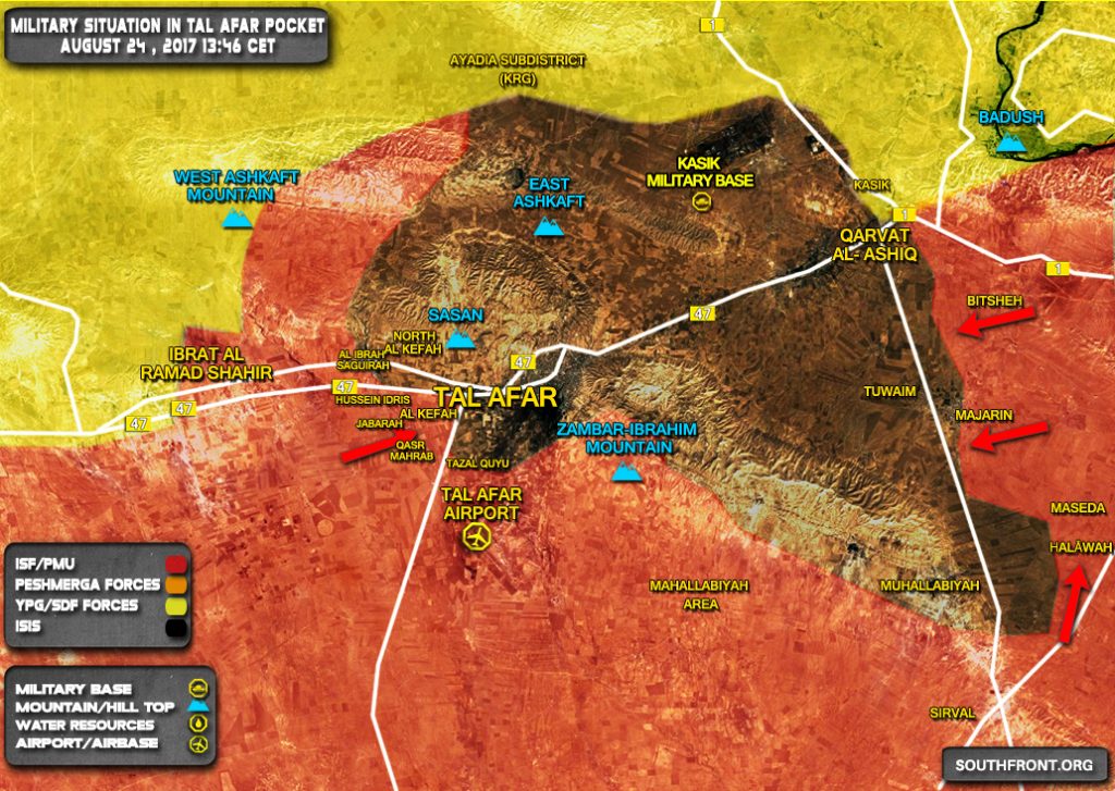 Military Situation In Tal Afar Area In Northern Iraq On August 24, 2017 (Map Update)